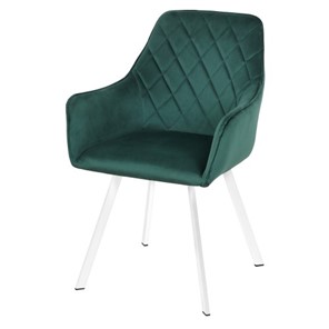 Мягкий кухонный стул-кресло Мадрид СРП-056 эмаль белая Веллюто темно-зеленый в Вологде