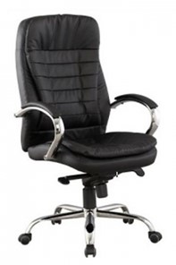 Кресло компьютерное ДамОфис J 9031-1 нат. кожа /хром, черный в Вологде