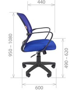 Кресло компьютерное CHAIRMAN 698 black TW-05, ткань, цвет синий в Вологде - предосмотр 2