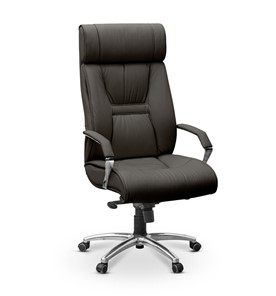 Офисное кресло Олимп X (подлокотники хром) натуральная кожа с компаньоном / черная в Вологде