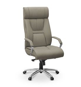 Кресло для руководителя Олимп X (подлокотники хром) натуральная кожа с компаньоном / серая NL50 в Вологде