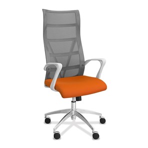 Кресло в офис Топ X белый каркас, сетка/ткань TW / серая/оранжевая в Вологде