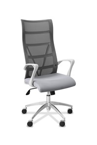 Офисное кресло для руководителя Топ X белый каркас, сетка/ткань TW / серая/ серая в Вологде