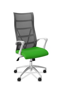 Кресло в офис Топ X белый каркас, сетка/ткань TW / серая/салатовая в Вологде