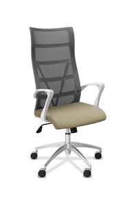 Кресло офисное Топ X белый каркас, сетка/ткань TW / серая/светло-серая в Вологде