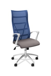Офисное кресло для руководителя Топ X белый каркас, сетка/ткань TW / синяя/серая в Вологде