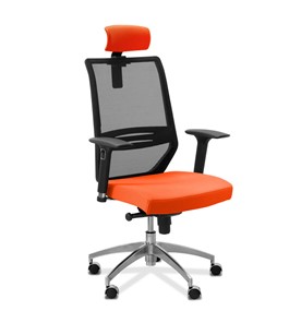 Офисное кресло Aero lux с подголовником, сетка/ткань TW / черная/ оранжевая в Вологде