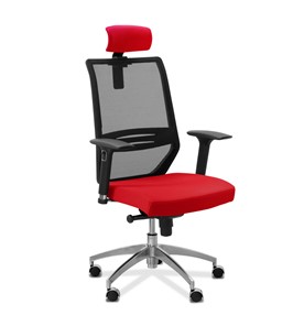 Кресло в офис Aero lux с подголовником, сетка/ткань TW / черная/красная в Вологде