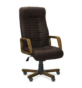 Кресло для руководителя Атлант W, экокожа премиум / тёмно-коричневая CN1113/ дерево - орех в Вологде