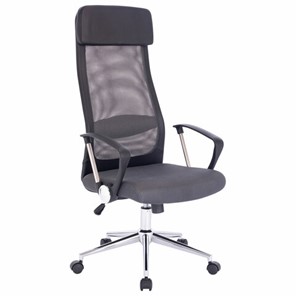 Кресло офисное BRABIX "Flight R EX-541", хром, ткань TW, сетка, черное/серое, 532518 в Вологде