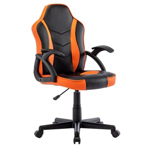 Кресло офисное BRABIX "Shark GM-203", экокожа, черное/оранжевое, 532513 в Вологде