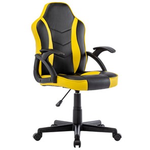 Офисное кресло BRABIX "Shark GM-203", экокожа, черное/желтое, 532514 в Вологде