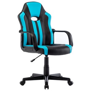 Кресло офисное BRABIX "Stripe GM-202", экокожа, черное/голубое, 532509 в Вологде