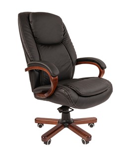 Кресло компьютерное CHAIRMAN 408 кожа черная в Вологде