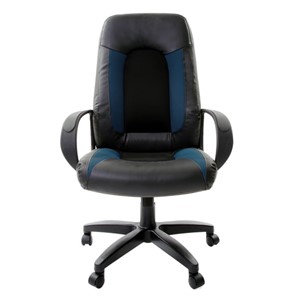 Компьютерное кресло Brabix Strike EX-525 (экокожа черная/синяя, ткань серая, TW) в Вологде