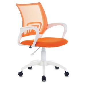 Офисное кресло Brabix Fly MG-396W (с подлокотниками, пластик белый, сетка, оранжевое) в Вологде