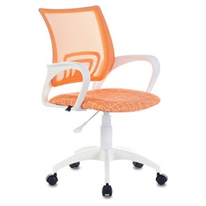 Офисное кресло Brabix Fly MG-396W (с подлокотниками, пластик белый, сетка, оранжевое с рисунком "Giraffe") в Вологде
