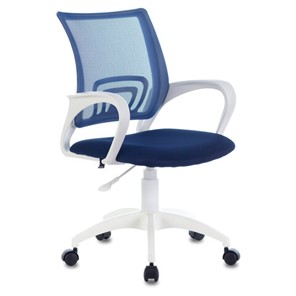Офисное кресло Brabix Fly MG-396W (с подлокотниками, пластик белый, сетка, темно-синее) в Вологде