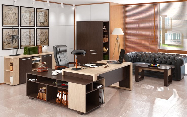 Кабинет руководителя ALTO с высоким шкафом для одежды, низким для документов и журнальным столиком в Вологде - изображение 2