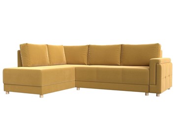 Угловой раскладной диван Лига-024, Желтый (Микровельвет) в Вологде
