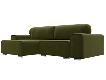 Угловой раскладной диван Лига-029, Зеленый (Микровельвет) в Вологде