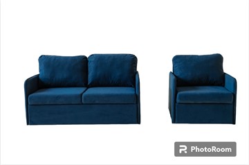 Мебельный набор Brendoss Амира синий диван + кресло в Вологде