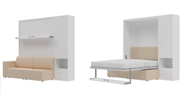Кровать-шкаф трансформер Кровать-трансформер Smart (КД 1400+ШП), шкаф правый, левый подлокотник в Вологде
