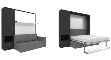 Кровать подъемная Кровать-трансформер Smart (ШЛ+КД 1400), шкаф левый, правый подлокотник в Вологде
