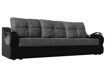 Прямой диван Меркурий еврокнижка, Серый/черный (рогожка/экокожа) в Вологде