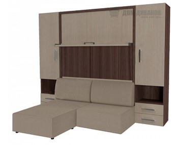 Шкаф-кровать трансформер Кровать-трансформер Smart (ШЛ+КД 1600+ШП+Пуф), 2 шкафа, без подлокотников в Вологде