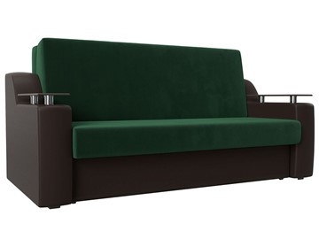 Прямой диван Сенатор Аккордеон 160, Зеленый\Коричневый (Велюр\Экокожа) в Вологде