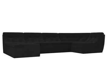 Модульный П-образный диван Холидей, Черный (велюр) в Вологде