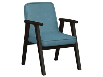 Мягкое кресло Ретро ткань голубой, каркас венге в Вологде