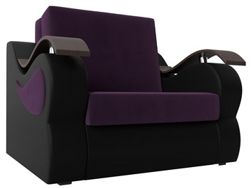 Кресло раскладное Меркурий (60), Фиолетовый\Черный (Велюр\Экокожа) в Вологде