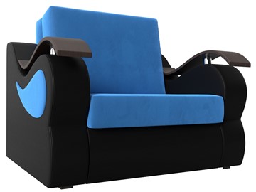 Кресло-кровать Меркурий (60), Голубой\Черный (Велюр\Экокожа) в Вологде