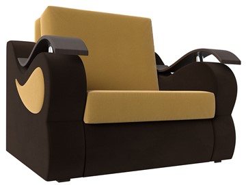 Кресло раскладное Меркурий (60), Желтый\коричневый (Микровельвет\Экокожа) в Вологде