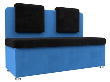 Кухонный прямой диван Маккон 2-х местный, Черный/Голубой (велюр) в Вологде