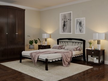 Двуспальная кровать Муза 4 Лайт, 1600, черный/шоколад в Вологде