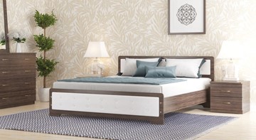 Спальная кровать Золушка, 140х200 с основанием, кожзам, венге в Вологде