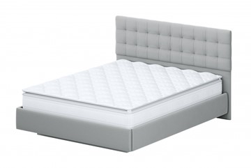Кровать двуспальная №2 (универсальная 1,6х2,0) серия №2, белый/серый ткань/квадро серый ткань в Вологде