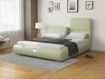 Спальная кровать Лукка 140х200, Экокожа (Зеленое яблоко) в Вологде