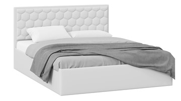 Кровать спальная с подъемным механизмом Порто (Экокожа белая Polo) без заглушины в Вологде