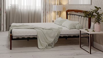 Спальная кровать Муза 4 Лайт, 1400, черный/махагон в Вологде
