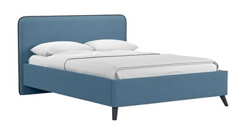 Кровать с механизмом Миа, 140 Bravo blue (светло-синий) / кант Лайт 10 Велюр (коричневый) + кроватное дно в Вологде