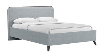 Кровать с механизмом Миа, 140 Bravo grey (серый) / кант Лайт 10 Велюр (коричневый) + кроватное дно в Вологде