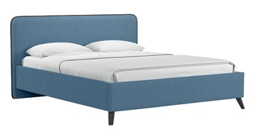 Кровать с механизмом двуспальная Миа, 160 Bravo blue (светло-синий) / кант Лайт 10 Велюр (коричневый) + кроватное дно в Вологде