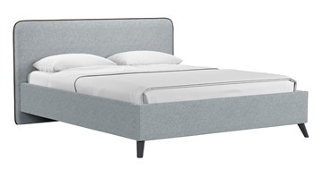 Кровать с механизмом Миа, 160 Bravo grey (серый) / кант Лайт 10 Велюр (коричневый) + кроватное дно в Вологде
