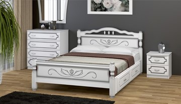 Кровать с выкатными ящиками Карина-5 (Белый Жемчуг) 160х200 в Вологде