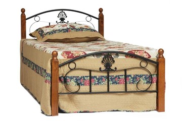 Спальная кровать РУМБА (AT-203)/ RUMBA  дерево гевея/металл, 90*200 см (Single bed), красный дуб/черный в Вологде