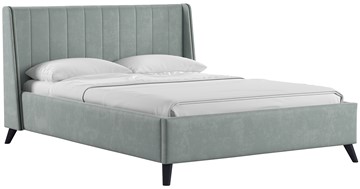 Спальная кровать Мелисса 140, арт. Тори 61 велюр (серебристый серый) + кроватное дно в Вологде